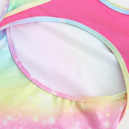 Turnpakje voor meisjes, lange mouwen, mouwloos, kleurverloop, glanzend, gymnastiekpanty voor dansen, ballet, gymnastiek, atletiek, peuters, meisjes - happygetfit.com
