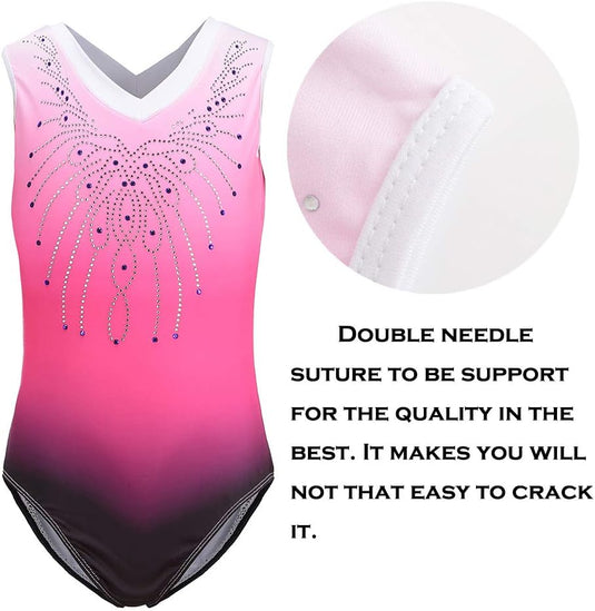 Turnpakje voor meisjes, lange mouwen, mouwloos, kleurverloop, glanzend, gymnastiekpanty voor dansen, ballet, gymnastiek, atletiek, peuters, meisjes - happygetfit.com