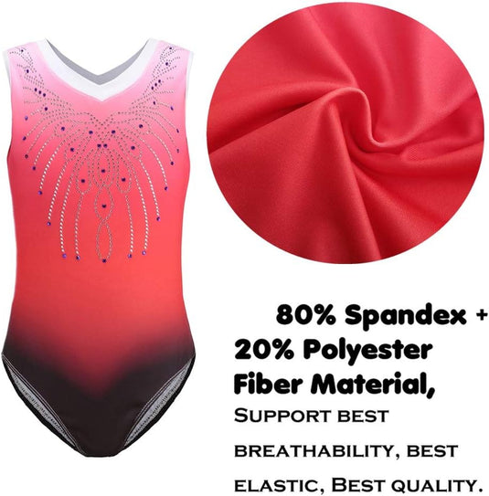 Turnpakje voor meisjes, lange mouwen, mouwloos, kleurverloop, glanzend, gymnastiekpanty voor dansen, ballet, gymnastiek, atletiek, peuters, meisjes - happygetfit.com