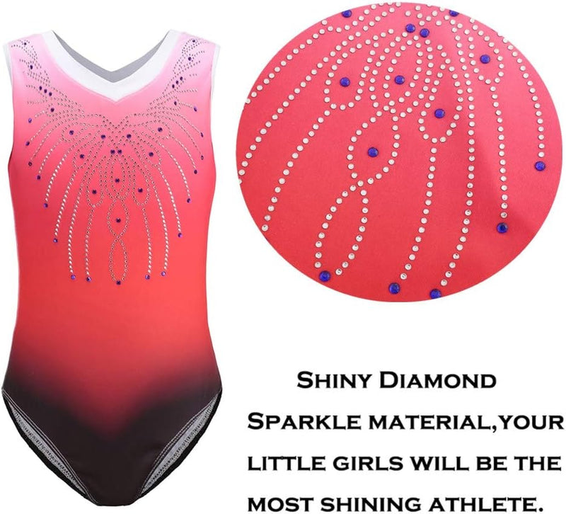 Load image into Gallery viewer, Turnpakje voor meisjes, lange mouwen, mouwloos, kleurverloop, glanzend, gymnastiekpanty voor dansen, ballet, gymnastiek, atletiek, peuters, meisjes - happygetfit.com
