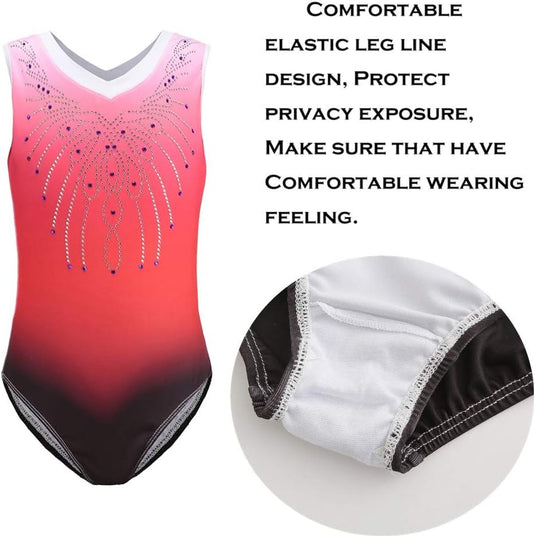 Turnpakje voor meisjes, lange mouwen, mouwloos, kleurverloop, glanzend, gymnastiekpanty voor dansen, ballet, gymnastiek, atletiek, peuters, meisjes - happygetfit.com