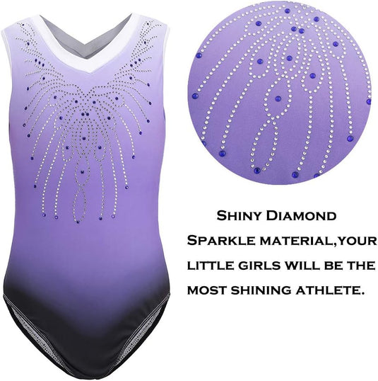 Turnpakje voor meisjes, lange mouwen, mouwloos, kleurverloop, glanzend, gymnastiekpanty voor dansen, ballet, gymnastiek, atletiek, peuters, meisjes - happygetfit.com