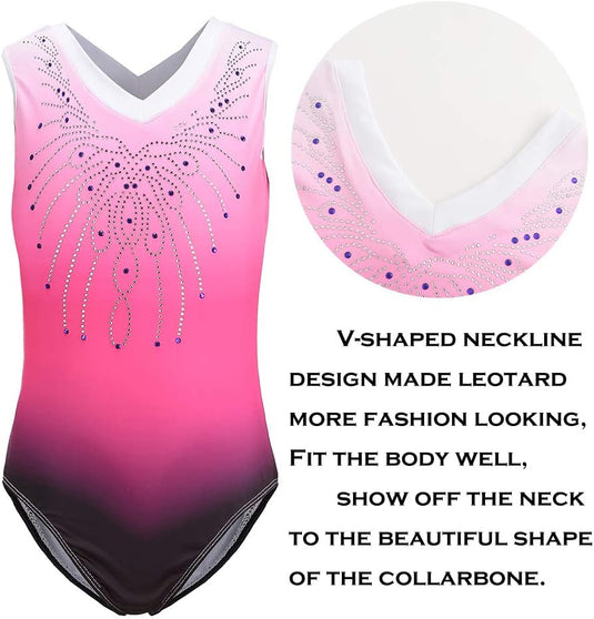 Turnpakje voor meisjes, lange mouwen, mouwloos, kleurverloop, glanzend, gymnastiekpanty voor dansen, ballet, gymnastiek, atletiek, peuters, meisjes - happygetfit.com