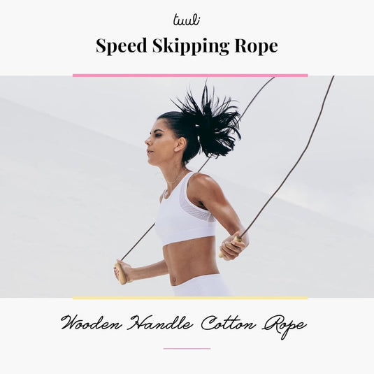Tuuli Accessories – Jump Rope with Wooden Handles and Cotton Rope, Skipping Rope for All Ages, Exercise Tool for Fitness, 230 centimeters - happygetfit.com