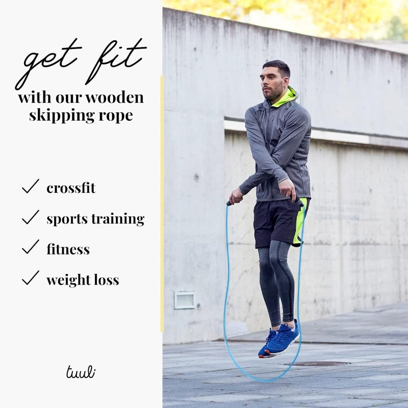 Laad afbeelding in Galerijviewer, Tuuli Accessories – Jump Rope with Wooden Handles and Cotton Rope, Skipping Rope for All Ages, Exercise Tool for Fitness, 230 centimeters - happygetfit.com
