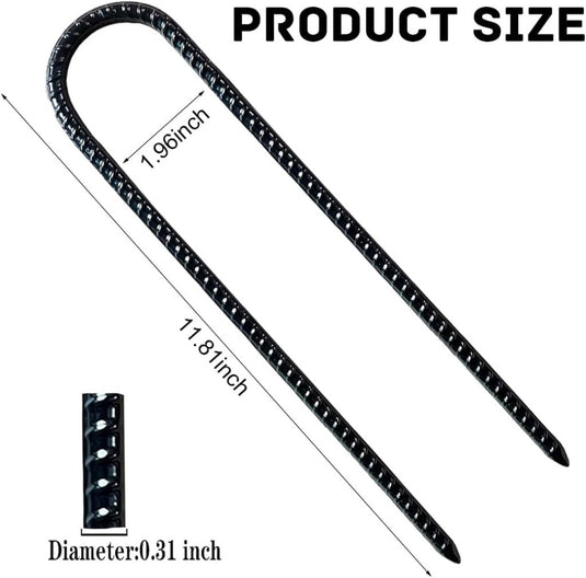 U-vormige grondankers 4 stuks 30 cm van verzinkt staal – trampoline haringen – tuinankers - happygetfit.com