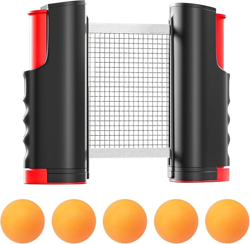 Charger l’image dans la visionneuse de galerie, Uitschuifbaar tafeltennisnet tot 165 cm met 5 pingpongballen en verstelbare tafelbevestiging – pingpongaccessoires – tafeltennisspel - happygetfit.com
