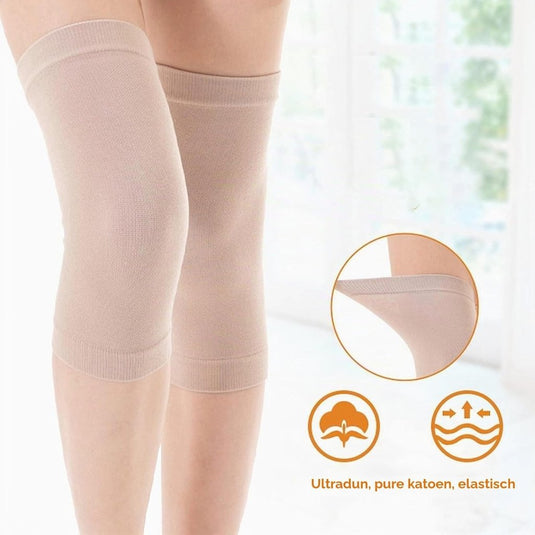 Ultradunne kniebandages 2 stuks van katoen met naadloze pasvorm – knieondersteuning – compressiekousen - happygetfit.com