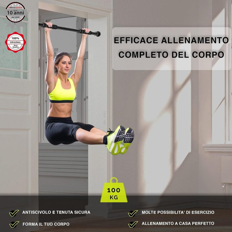 Laad afbeelding in Galerijviewer, Ultrasport 2-Way Pull-Up Bar, Individually Adjustable to Doors with a Width of 63-93 cm/Pull-Up Bar Made of Sturdy Steel, Maximum User Weigh up to 100 kg - Door Pull-Up Bar for Upper Body Workout - happygetfit.com
