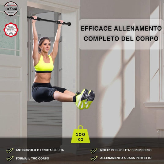 Ultrasport 2-Way Pull-Up Bar, Individually Adjustable to Doors with a Width of 63-93 cm/Pull-Up Bar Made of Sturdy Steel, Maximum User Weigh up to 100 kg - Door Pull-Up Bar for Upper Body Workout - happygetfit.com
