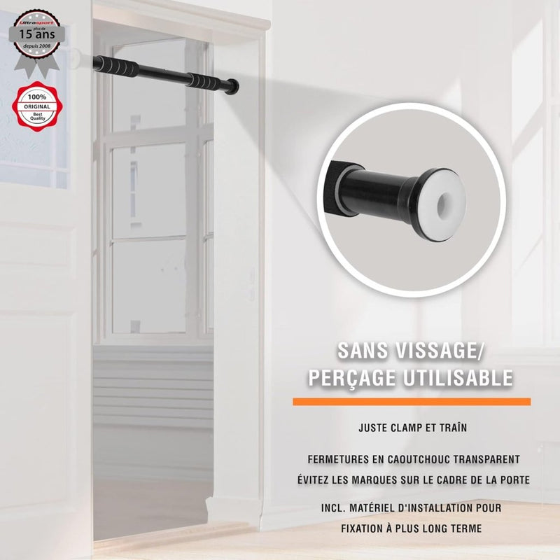 Laad afbeelding in Galerijviewer, Ultrasport 2-Way Pull-Up Bar, Individually Adjustable to Doors with a Width of 63-93 cm/Pull-Up Bar Made of Sturdy Steel, Maximum User Weigh up to 100 kg - Door Pull-Up Bar for Upper Body Workout - happygetfit.com
