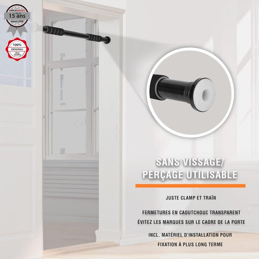 Ultrasport 2-Way Pull-Up Bar, Individually Adjustable to Doors with a Width of 63-93 cm/Pull-Up Bar Made of Sturdy Steel, Maximum User Weigh up to 100 kg - Door Pull-Up Bar for Upper Body Workout - happygetfit.com