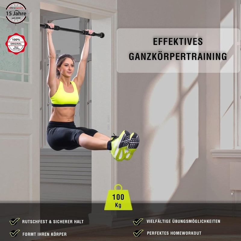 Laad afbeelding in Galerijviewer, Ultrasport 2-Way Pull-Up Bar, Individually Adjustable to Doors with a Width of 63-93 cm/Pull-Up Bar Made of Sturdy Steel, Maximum User Weigh up to 100 kg - Door Pull-Up Bar for Upper Body Workout - happygetfit.com
