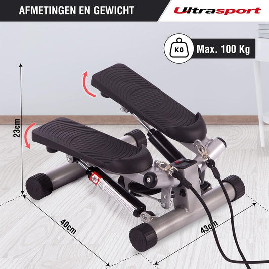 Ultrasport Swing Stepper - hometrainer met trainingscomputer, compacte stepper voor been- en billentraining - happygetfit.com