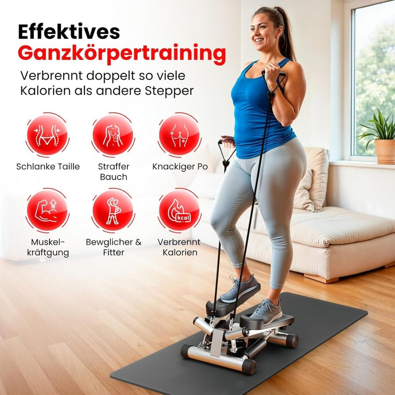 Load image into Gallery viewer, Ultrasport Swing Stepper - hometrainer met trainingscomputer, compacte stepper voor been- en billentraining - happygetfit.com

