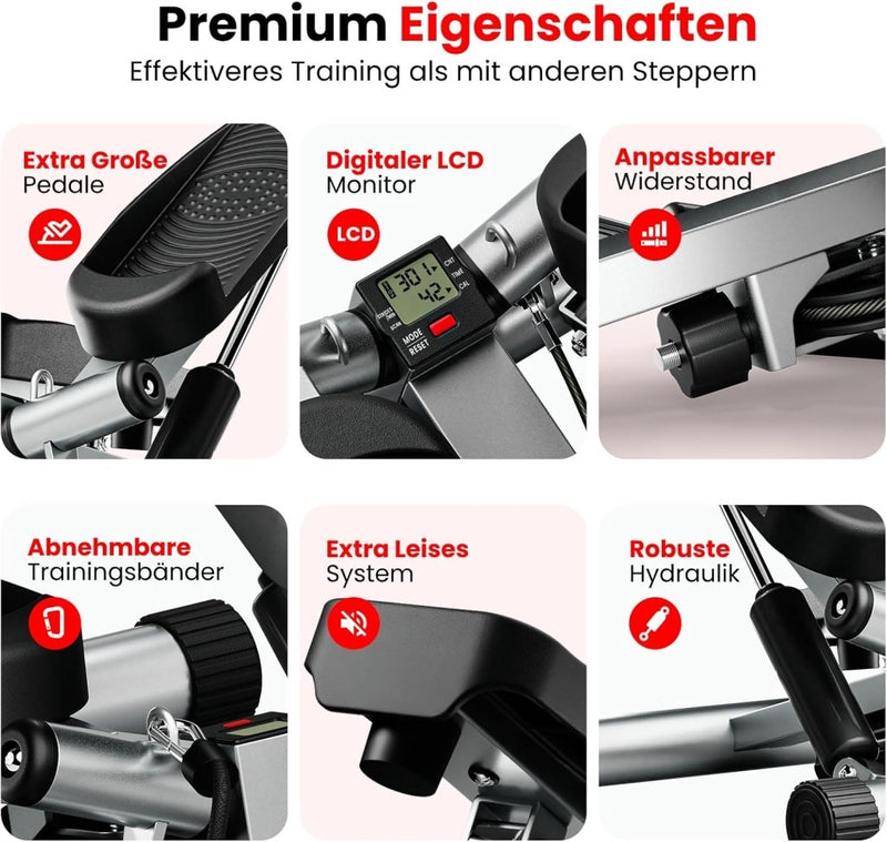 Load image into Gallery viewer, Ultrasport Swing Stepper - hometrainer met trainingscomputer, compacte stepper voor been- en billentraining - happygetfit.com
