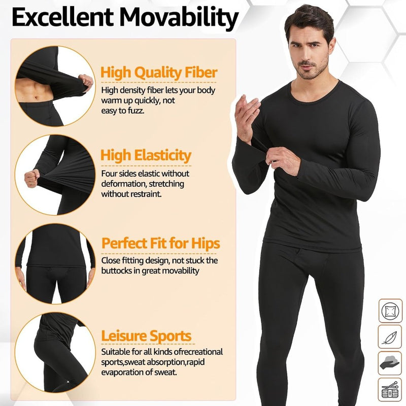 Laad afbeelding in Galerijviewer, UNIQUEBELLA Functioneel ondergoed voor heren, ademend, ski-ondergoed voor mannen, winter, thermisch ondergoed voor joggen, fietsen, voetbal, skiën, motorfiets, warm - happygetfit.com
