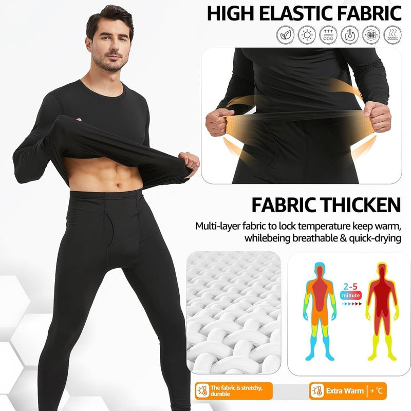 Laad afbeelding in Galerijviewer, UNIQUEBELLA Functioneel ondergoed voor heren, ademend, ski-ondergoed voor mannen, winter, thermisch ondergoed voor joggen, fietsen, voetbal, skiën, motorfiets, warm - happygetfit.com
