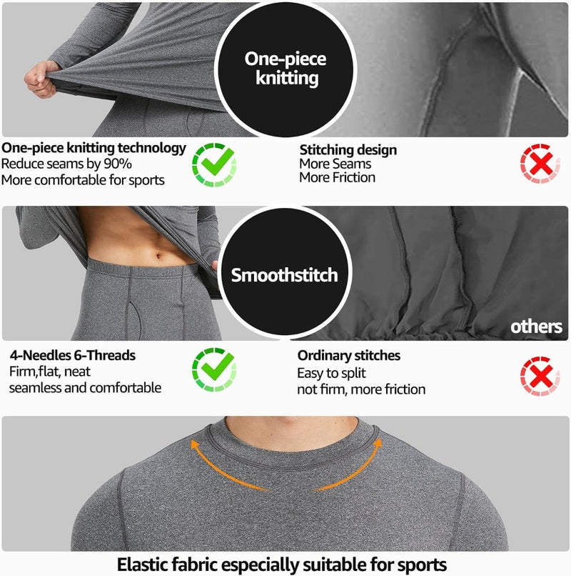 Laad afbeelding in Galerijviewer, UNIQUEBELLA Men's Thermal Underwear Sets Top &amp; Long Johns Fleece Sweat Quick Drying Thermo Base Layer - happygetfit.com
