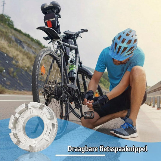 Universele fietsspaaksleutel van koolstofstaal met 6 spaakmaten voor wielreparatie – spaakspanner – wielrichtgereedschap - happygetfit.com