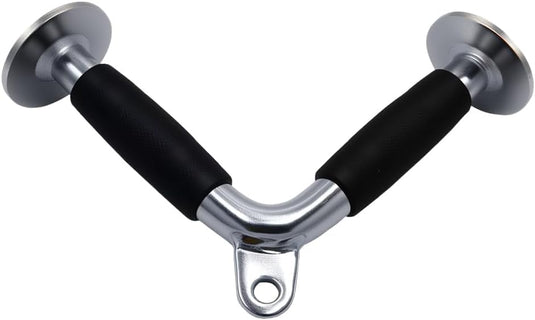 V-bar triceps handgreep met draaibare aansluiting en rubberen grip – kabelgreep – fitness accessoire - happygetfit.com