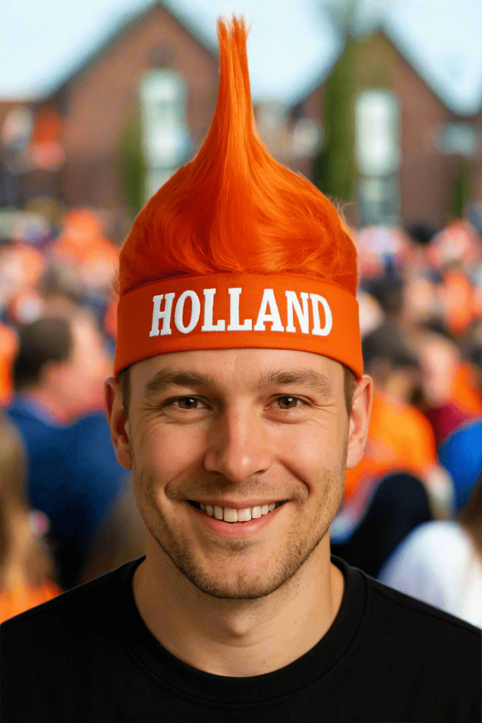 Laad afbeelding in Galerijviewer, 🎉 Val direct op in het oranje met de oranje hanenkam pruik 🦁 - happygetfit.com
