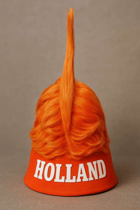 🎉 Val direct op in het oranje met de oranje hanenkam pruik 🦁 - happygetfit.com