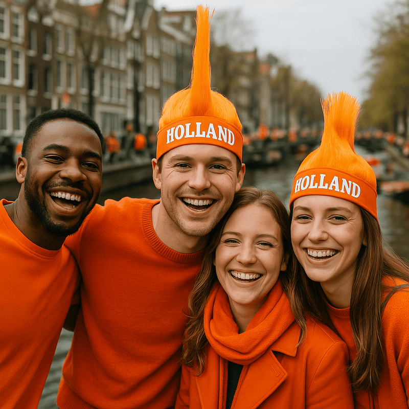 Laad afbeelding in Galerijviewer, 🎉 Val direct op in het oranje met de oranje hanenkam pruik 🦁 - happygetfit.com
