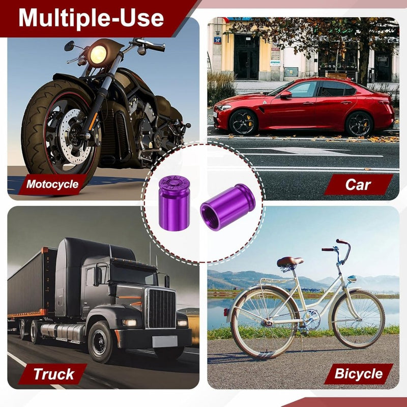 Load image into Gallery viewer, Ventieldoppen 4 stuks 16 x 10 mm van aluminium paars – bandendoppen – fiets auto accessoires - happygetfit.com
