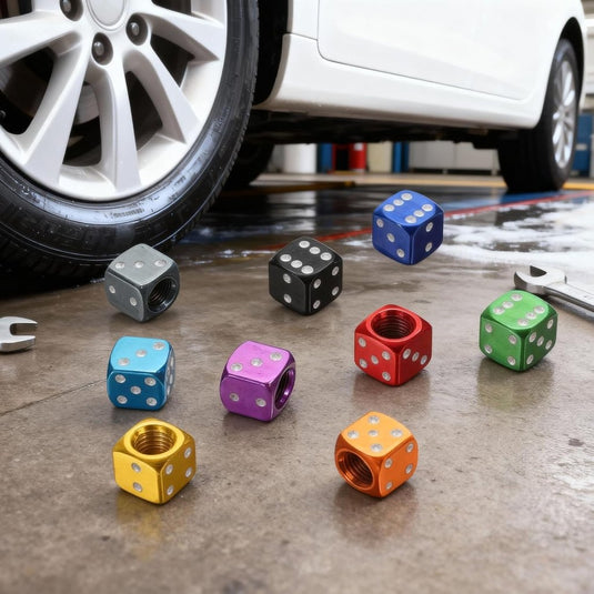 Ventieldoppen 8 stuks dobbelsteen design van aluminium hemelsblauw – bandendoppen – fiets auto accessoires - happygetfit.com