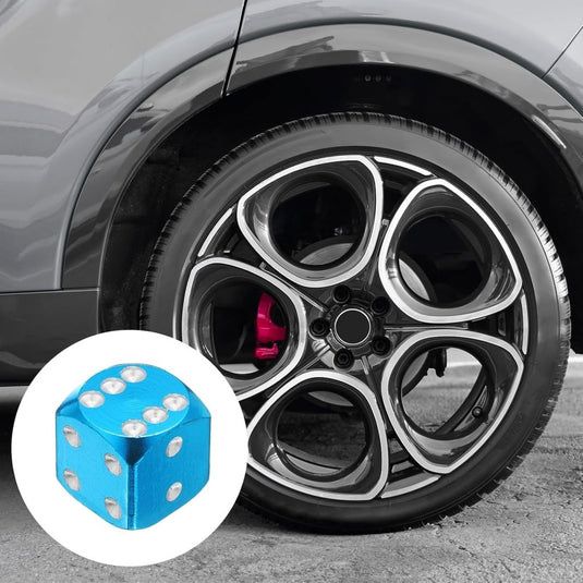 Ventieldoppen 8 stuks dobbelsteen design van aluminium hemelsblauw – bandendoppen – fiets auto accessoires - happygetfit.com