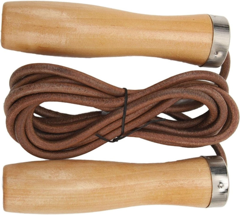 Laad afbeelding in Galerijviewer, Verstelbaar leren springtouw met houten handgrepen - happygetfit.com

