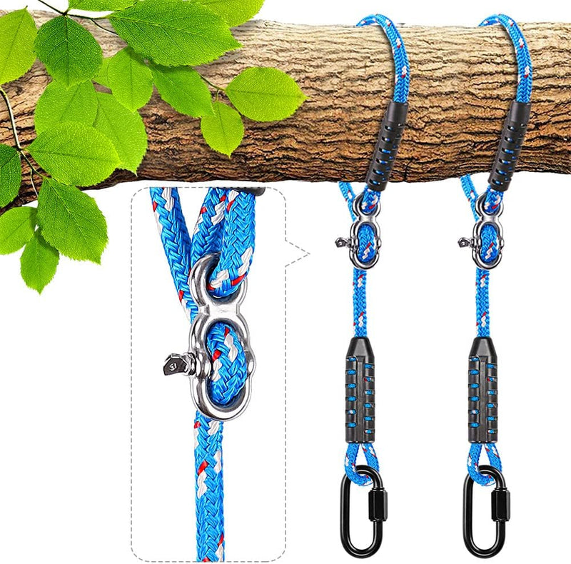 Chargez l'image dans la visionneuse de la galerie, Verstelbaar schommeltouw 1 meter van gevlochten polyester met karabijnhaak en gesp – ophangriem – boomschommel accessoires - happygetfit.com
