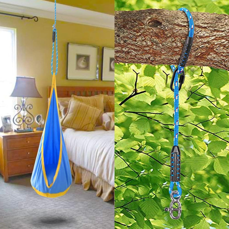 Chargez l'image dans la visionneuse de la galerie, Verstelbaar schommeltouw 1 meter van gevlochten polyester met karabijnhaak en gesp – ophangriem – boomschommel accessoires - happygetfit.com
