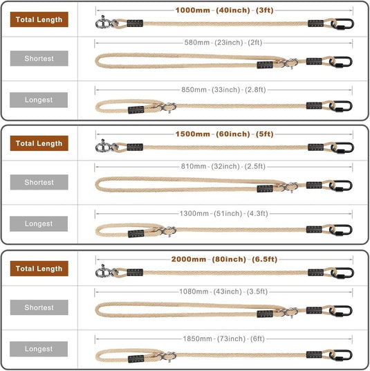 Verstelbaar schommeltouw 1 meter van gevlochten polyester met karabijnhaak en gesp – ophangriem – boomschommel accessoires - happygetfit.com
