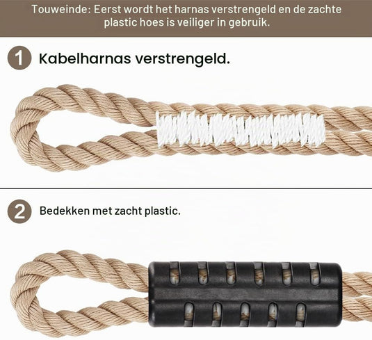 Verstelbaar schommeltouw 1 meter van gevlochten polyester met karabijnhaak en gesp – ophangriem – boomschommel accessoires - happygetfit.com