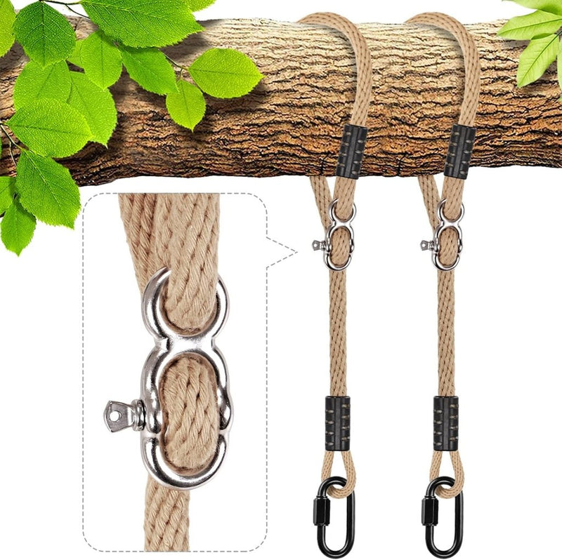 Chargez l'image dans la visionneuse de la galerie, Verstelbaar schommeltouw 1 meter van gevlochten polyester met karabijnhaak en gesp – ophangriem – boomschommel accessoires - happygetfit.com

