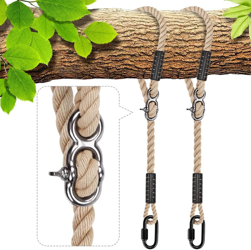 Chargez l'image dans la visionneuse de la galerie, Verstelbaar schommeltouw 1 meter van gevlochten polyester met karabijnhaak en gesp – ophangriem – boomschommel accessoires - happygetfit.com
