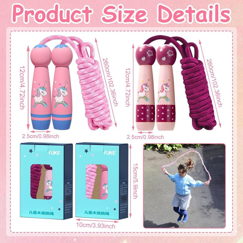 Load image into Gallery viewer, Verstelbaar Springtouw voor Kinderen - 2,6 m Katoenen Touw met Houten Handvat - Sport en Touwspringen - happygetfit.com

