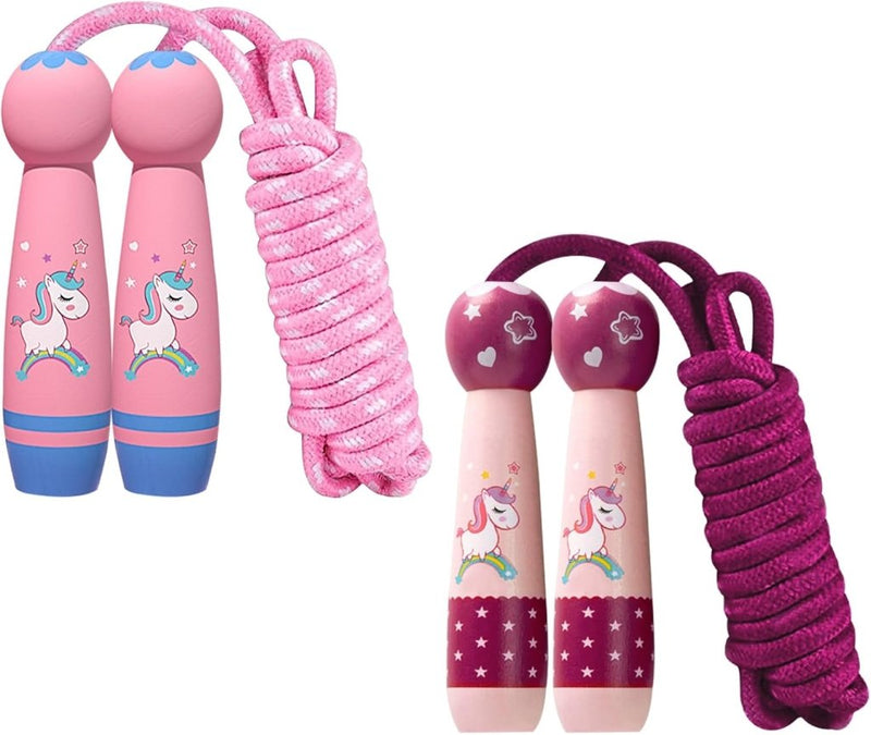 Load image into Gallery viewer, Verstelbaar Springtouw voor Kinderen - 2,6 m Katoenen Touw met Houten Handvat - Sport en Touwspringen - happygetfit.com
