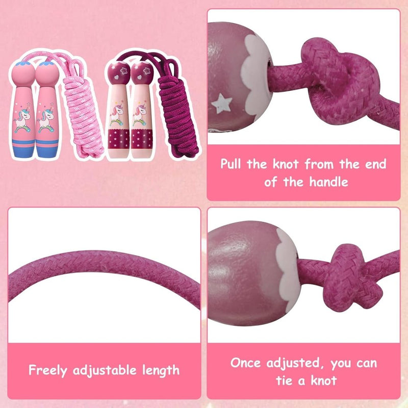 Load image into Gallery viewer, Verstelbaar Springtouw voor Kinderen - 2,6 m Katoenen Touw met Houten Handvat - Sport en Touwspringen - happygetfit.com
