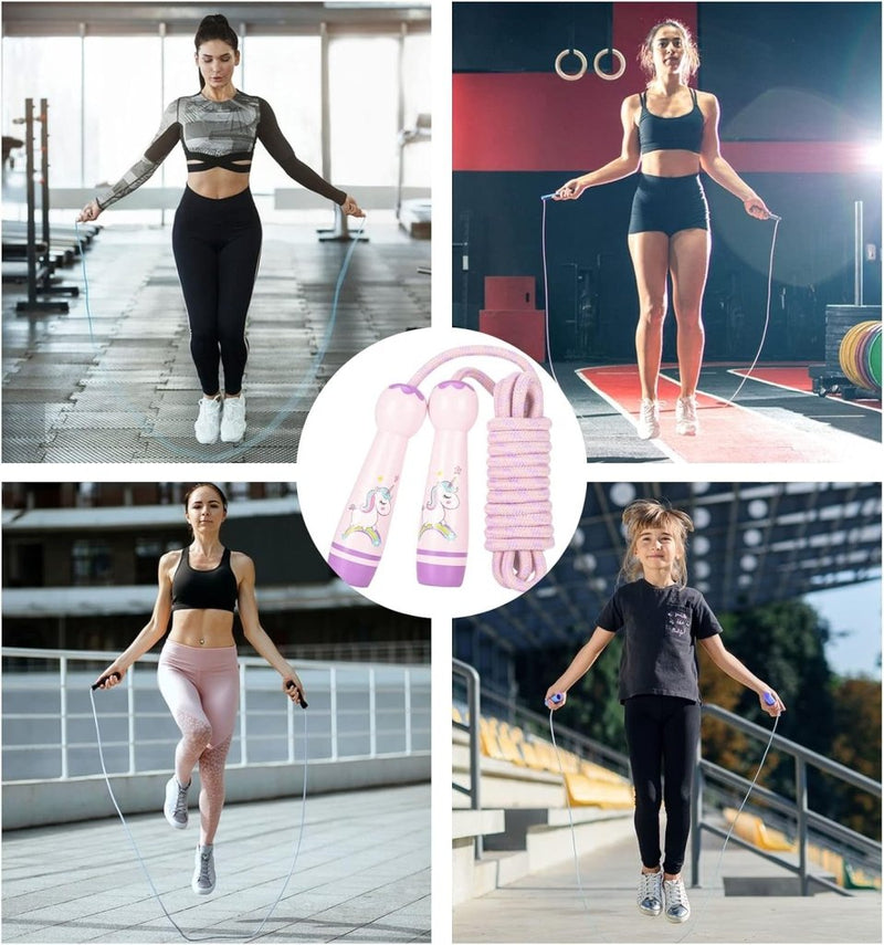 Load image into Gallery viewer, Verstelbaar Springtouw voor Kinderen - 2,6 m Katoenen Touw met Houten Handvat - Sport en Touwspringen - happygetfit.com
