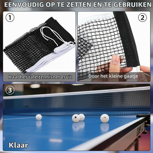 Verstelbaar tafeltennisnet tot 175 cm van stevig polyester en katoen voor binnen en buiten – pingpongnet – tafeltennisaccessoires - happygetfit.com