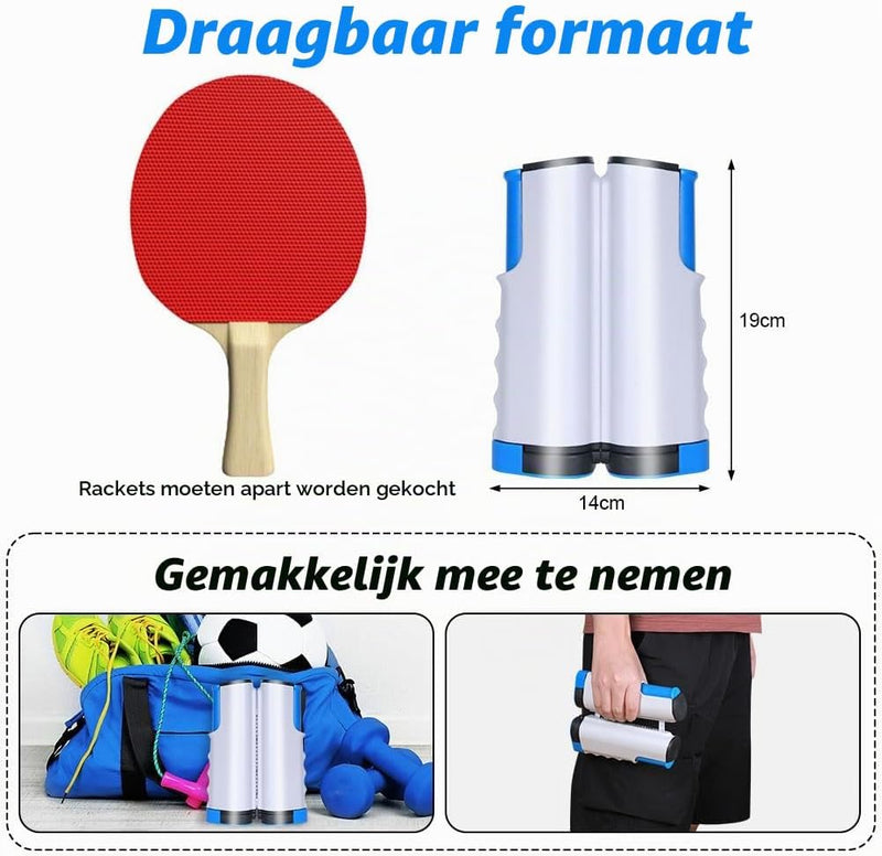 Bild im Galerie-Viewer laden, Verstelbaar tafeltennisnet tot 175 cm van stevig polyester en katoen voor binnen en buiten – pingpongnet – tafeltennisaccessoires - happygetfit.com
