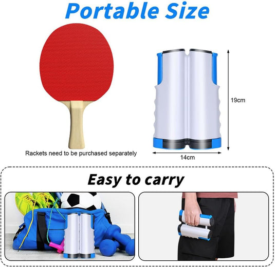 Verstelbaar tafeltennisnet tot 175 cm van stevig polyester en katoen voor binnen en buiten – pingpongnet – tafeltennisaccessoires - happygetfit.com