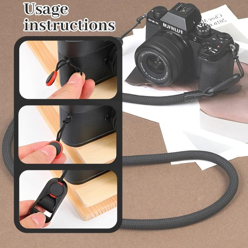 Laden Sie das Bild in Galerie -Viewer, Verstelbare camerariem 95 cm – schouder- en polsband met snelsluiting voor DSLR en systeemcamera - happygetfit.com

