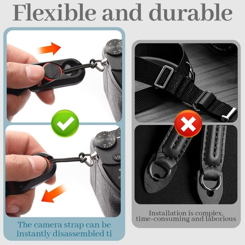 Laden Sie das Bild in Galerie -Viewer, Verstelbare camerariem 95 cm – schouder- en polsband met snelsluiting voor DSLR en systeemcamera - happygetfit.com
