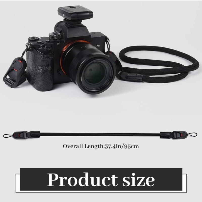 Laden Sie das Bild in Galerie -Viewer, Verstelbare camerariem 95 cm – schouder- en polsband met snelsluiting voor DSLR en systeemcamera - happygetfit.com
