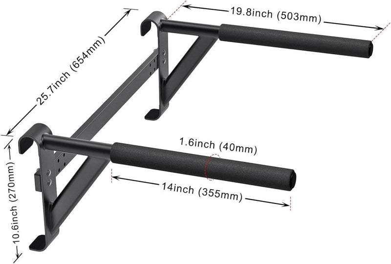 Załaduj obraz do przeglądarki galerii, Verstelbare dip bar bevestiging voor klimrek tot 113 kg – dipstation – krachttraining - happygetfit.com
