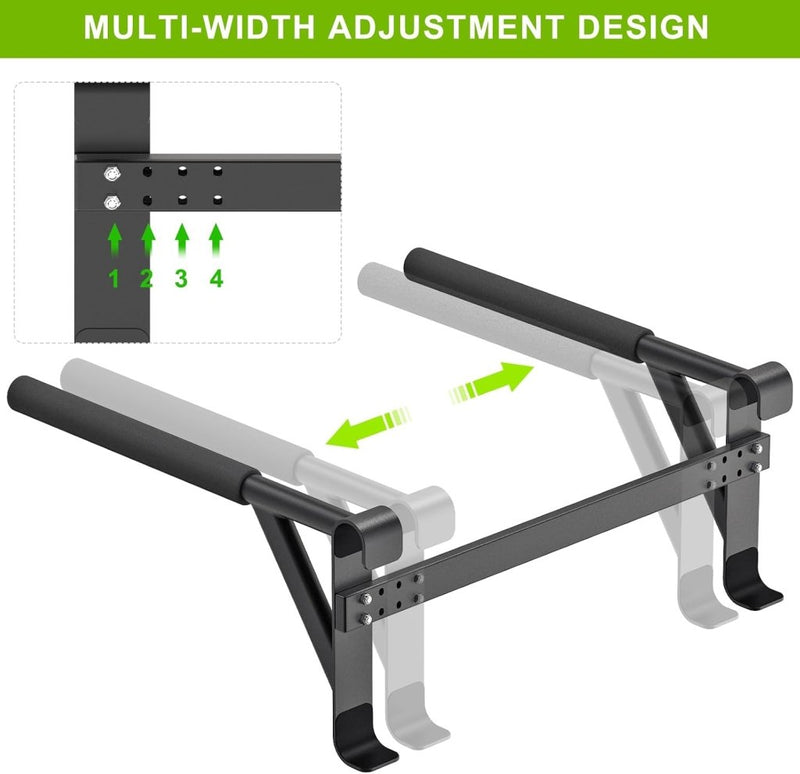 Załaduj obraz do przeglądarki galerii, Verstelbare dip bar bevestiging voor klimrek tot 113 kg – dipstation – krachttraining - happygetfit.com

